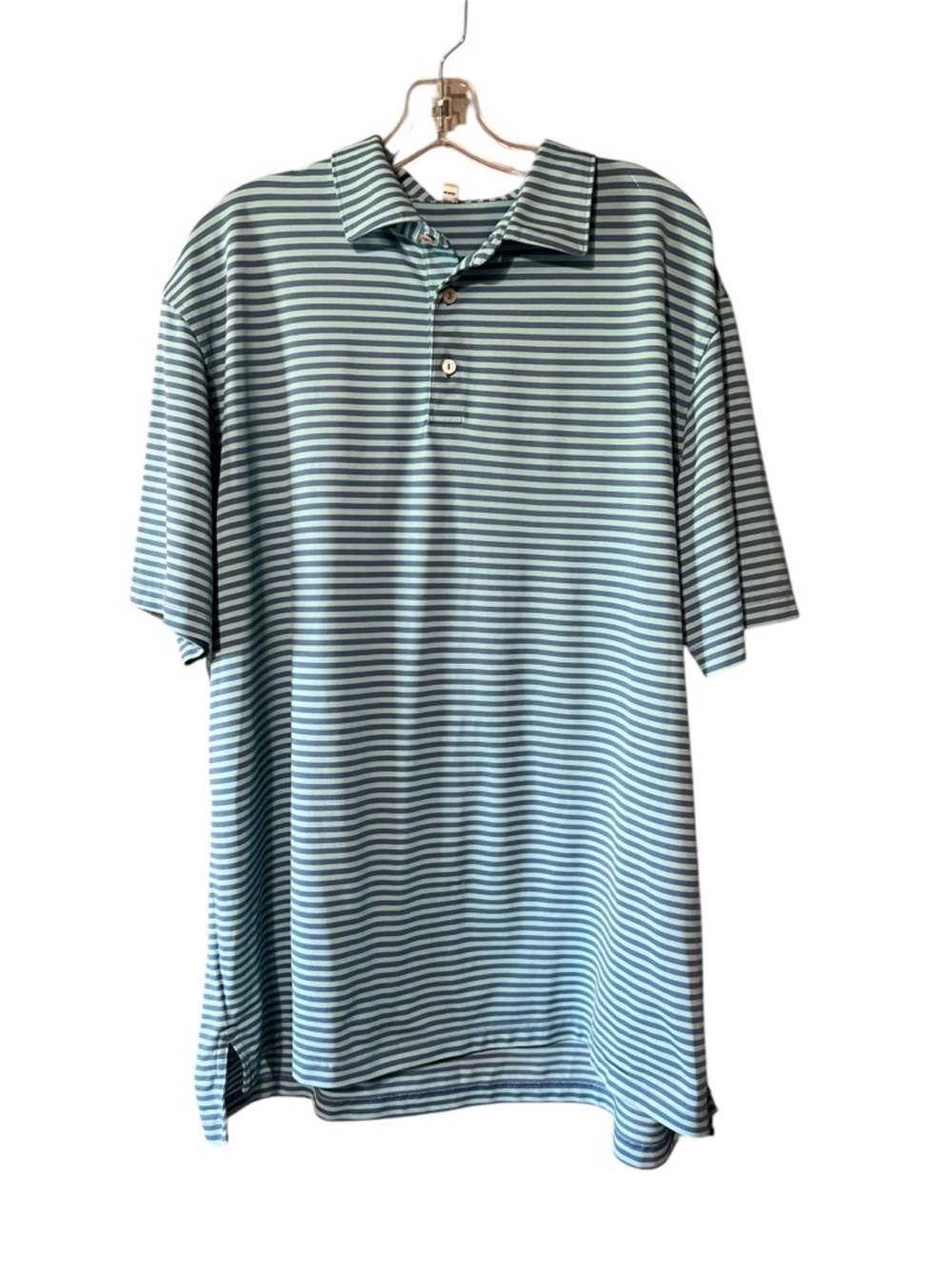 Peter Millar Summer Comfort Polo Shirt XL Blue Striped Golf Stretch